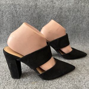 Apt. 9 Black Suede Pointed Toe Block Heel Mules Women's Slip On Dress Shoes 7.5M